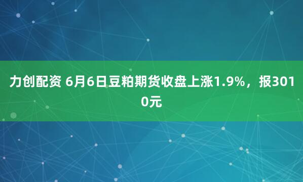 力创配资 6月6日豆粕期货收盘上涨1.9%，报3010元