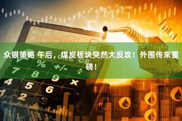 众银策略 午后，煤炭板块突然大反攻！外围传来重磅！
