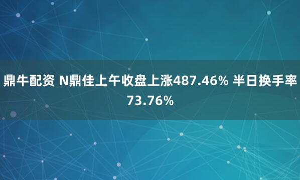 鼎牛配资 N鼎佳上午收盘上涨487.46% 半日换手率73.76%