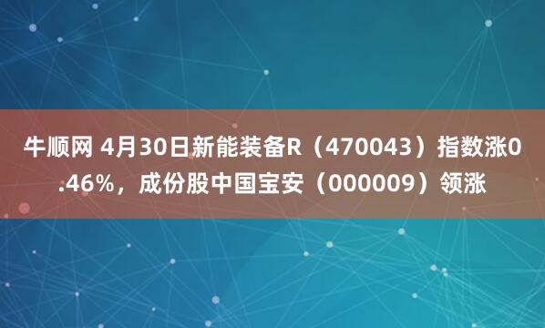 牛顺网 4月30日新能装备R（470043）指数涨0.46%，成份股中国宝安（000009）领涨